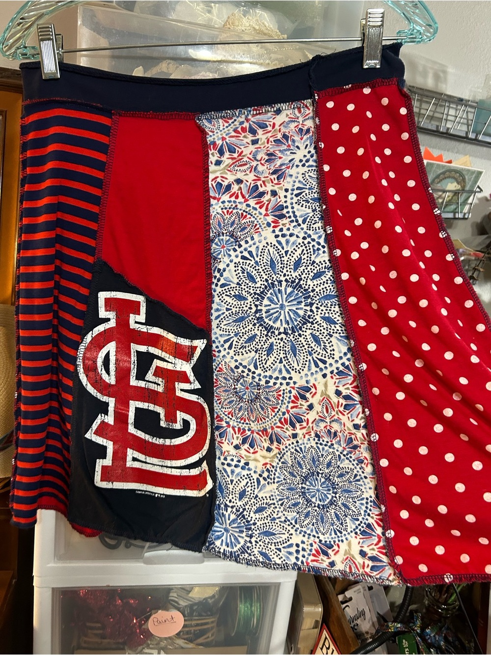 Red Multi-Panel Women’s Patchwork Skirt